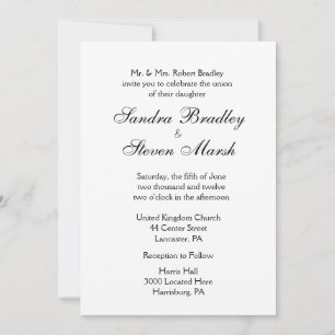 Traditional White Wedding Invitation