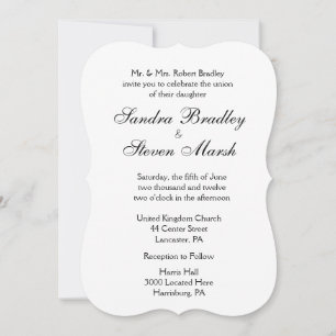 Traditional White Wedding Invitation