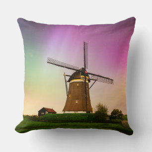 Traditional windmill under the Northern Lights Cushion