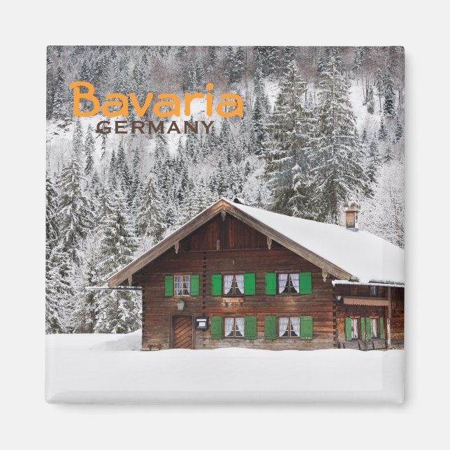 Traditional wooden house in Bavaria text magnet (Front)