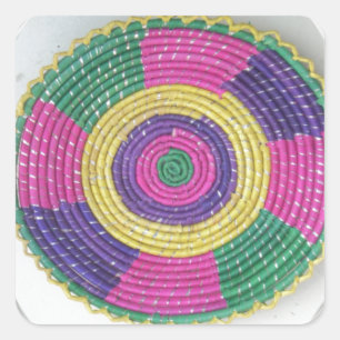Traditional Woven Plate whirl Square Sticker