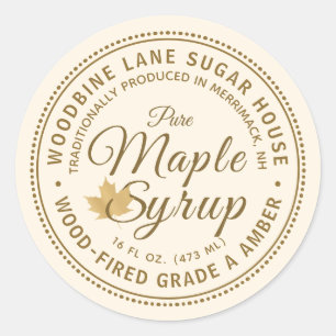 Traditionally Made Wood-fired syrup maple leaf Classic Round Sticker