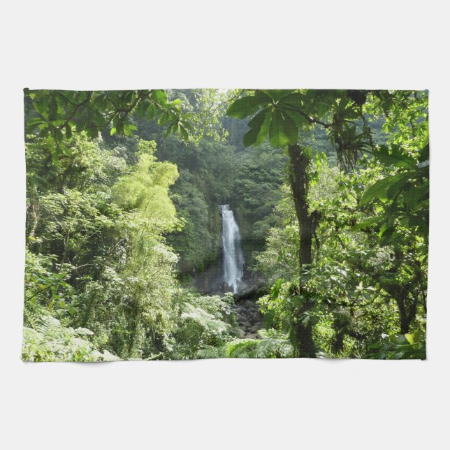 Trafalgar Falls Tropical Rainforest Photography Tea Towel (Horizontal)