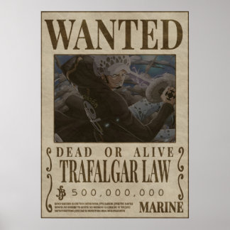 TRAFALGAR LAW One Piece wanted Poster