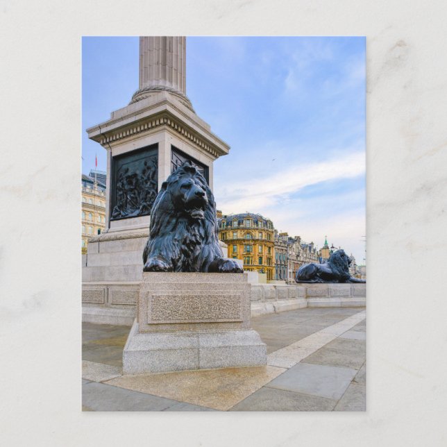 Trafalgar Square Lion, London UK Postcard (Front)