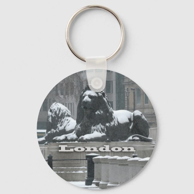 Trafalgar Square London - Snow Key Ring (Front)