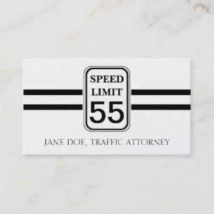 Traffic Attorney Lawyer Law Speed Limit Sign Business Card