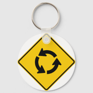 Traffic Circle Highway Sign Key Ring