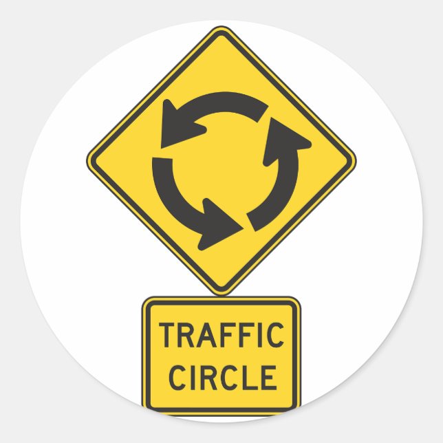Traffic Circle Road Sign Stickers (Front)
