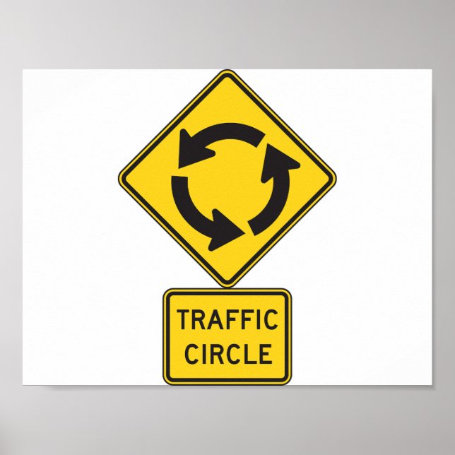 Traffic Circle Road Sign Yellow Diamond (Front)