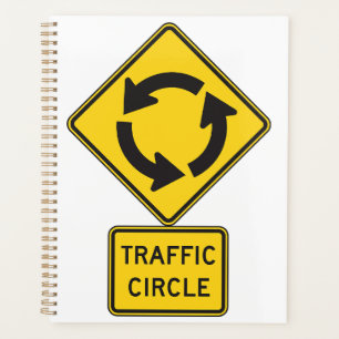 Traffic Circle Road Sign Yellow Diamond Planner