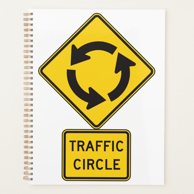 Traffic Circle Road Sign Yellow Diamond Planner (Front)
