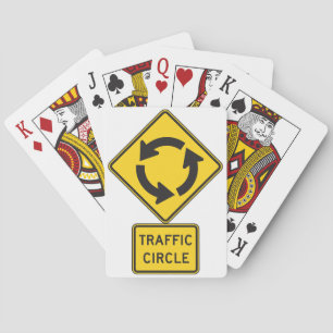 Traffic Circle Road Sign Yellow Diamond Playing Cards