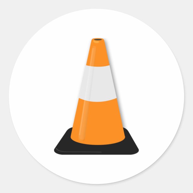 Traffic Cone Classic Round Sticker (Front)