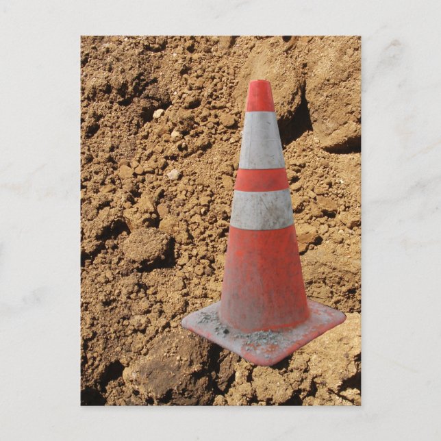 Traffic Cone, Construction Dirt Pile Postcard (Front)