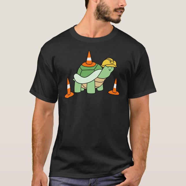 Traffic Cone Turtle Sticker T-Shirt (Front)