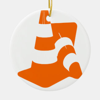 Traffic cone two safety pylons ceramic tree decoration