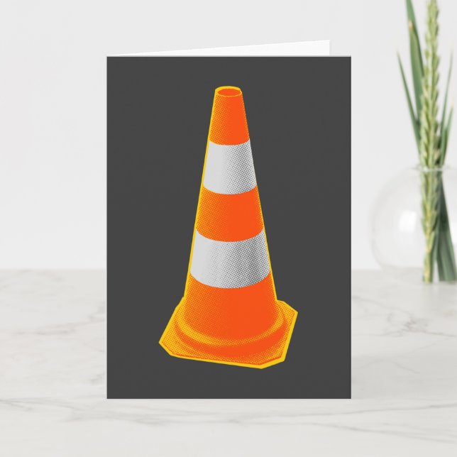 Traffic Cone with Grey Stripes Card (Front)