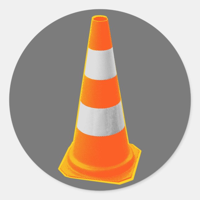 Traffic Cone with Grey Stripes Classic Round Sticker (Front)