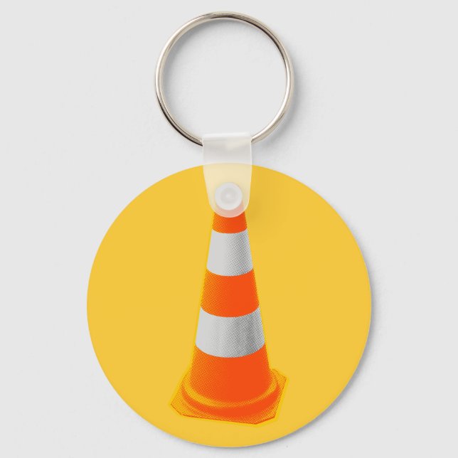 Traffic Cone with Grey Stripes Key Ring (Front)