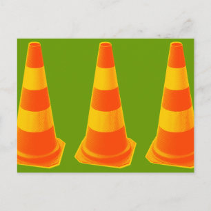 Traffic Cone with Yellow Stripes Postcard