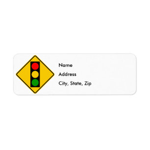 Traffic Light Ahead Highway Sign Return Address Label