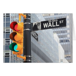 Traffic Light and Wall Street Sign