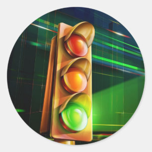 Traffic light - classic round sticker