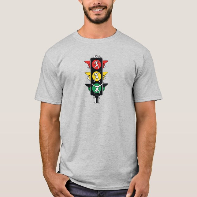 Traffic Light Dance – Funny Cartoon Design Unisex T-Shirt (Front)