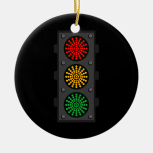 Traffic Light Lazy Easy Cool Last Minute Halloween Ceramic Ornament