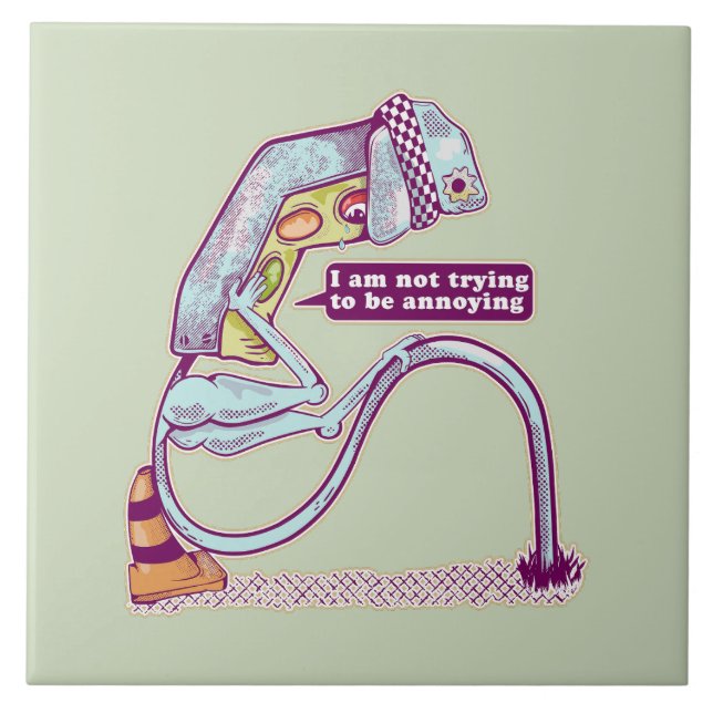 Traffic light looking sad ceramic tile (Front)