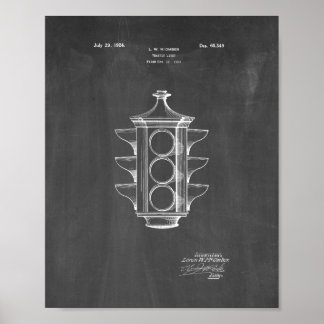 Traffic Light Patent - Chalkboard Poster