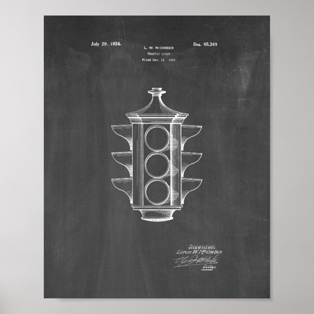Traffic Light Patent - Chalkboard Poster (Front)