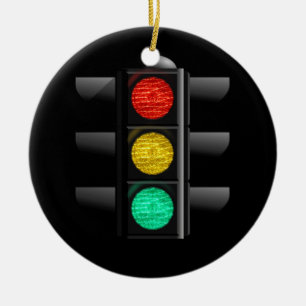 Traffic light Red Yellow Green Ceramic Ornament