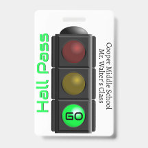Traffic Light School Hall Pass