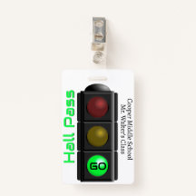 Traffic Light School Hall Pass