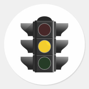 traffic light yellow classic round sticker