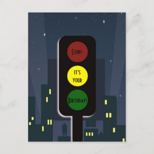 Traffic lights and buildings postcard