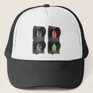 Traffic lights for pedestrians trucker hat
