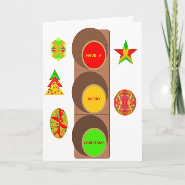 Traffic Lights Holiday Greeting Card (Front)