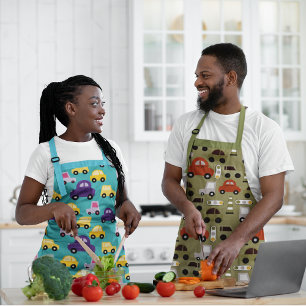Traffic Lights Orange Cars Pattern Apron