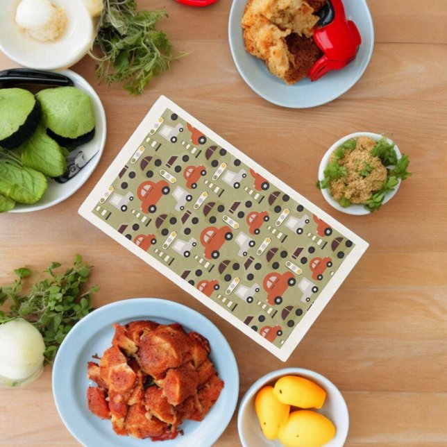 Traffic Lights Orange Cars Pattern Napkin (guest towel)