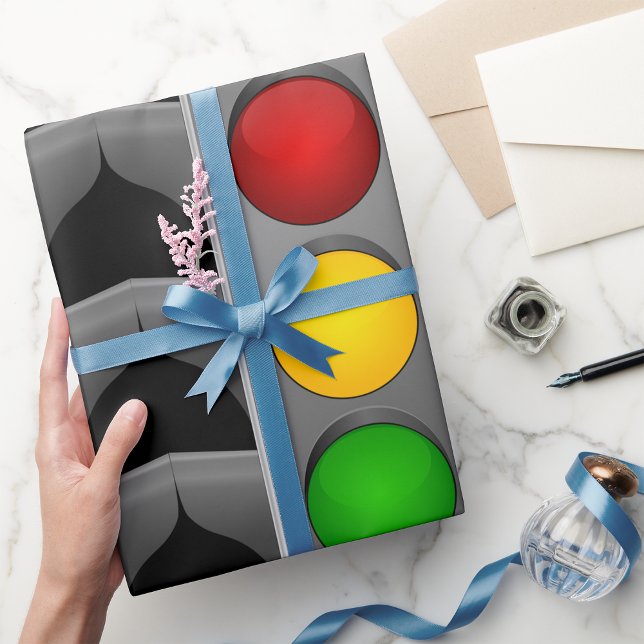 Traffic Lights Red Yellow Green Signal Wrapping Paper (Creator Uploaded)