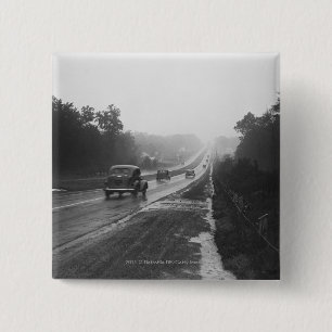 Traffic on highway 15 cm square badge