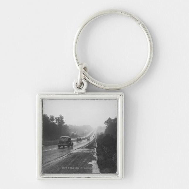 Traffic on highway key ring (Front)