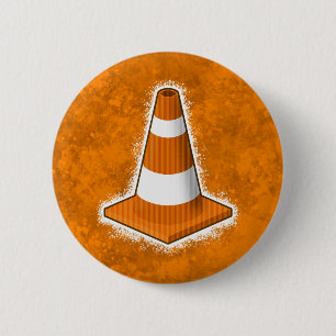 Traffic Safety Cone Splatter 6 Cm Round Badge