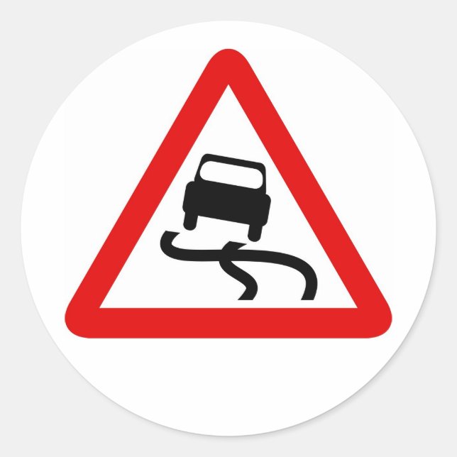 Traffic Sign Classic Round Sticker (Front)