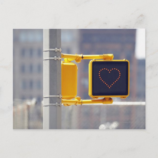 Traffic sign with heart shape postcard (Front)