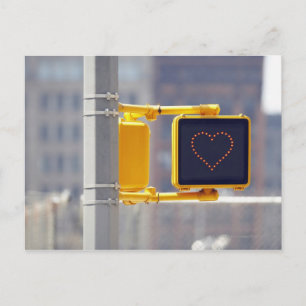 Traffic sign with heart shape postcard