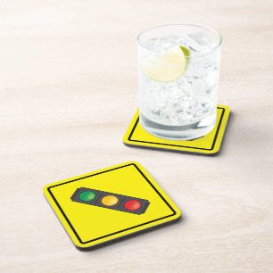 Traffic Signal Hard plastic coaster